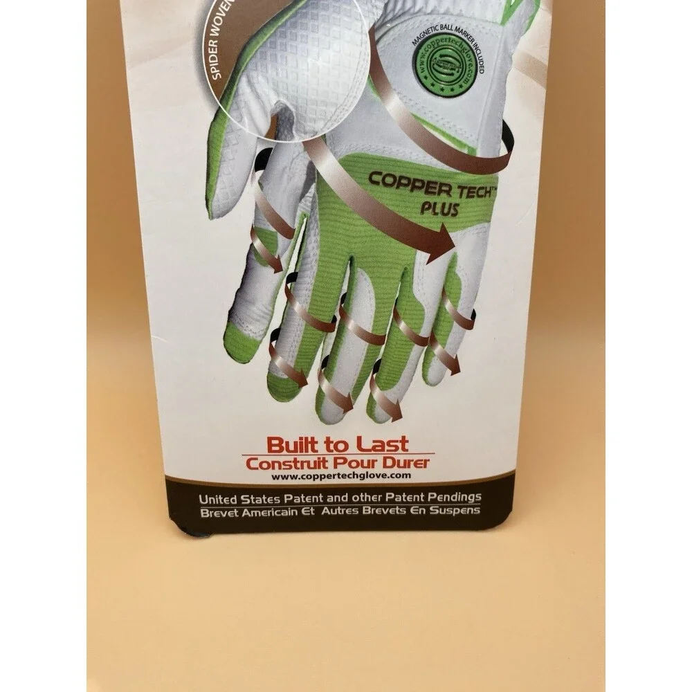 Copper Tech Plus Women's Golf Glove Right Hand White Lime Green One Size